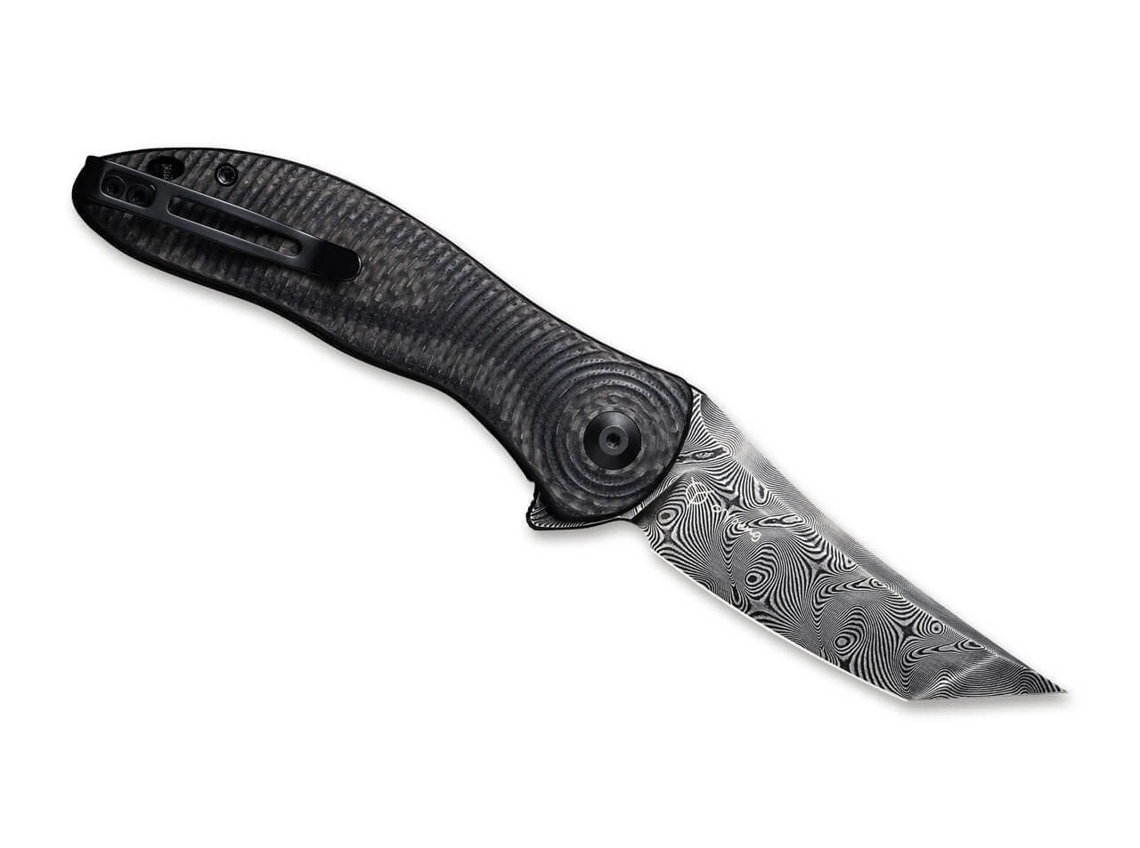 Synergy 3 Damascus G10 CF Black Tanto 2 Synergy 3 Damascus G10 CF Black Tanto – Bild 2