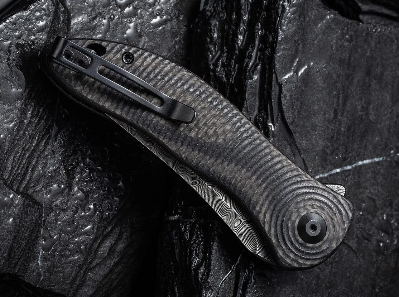 Synergy 3 Damascus G10 CF Black Tanto 4 Synergy 3 Damascus G10 CF Black Tanto – Bild 4