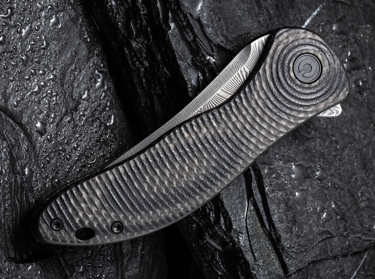 Synergy 3 Damascus G10 CF Black Trailing Point 3 Synergy 3 Damascus G10 CF Black Trailing Point – Bild 3