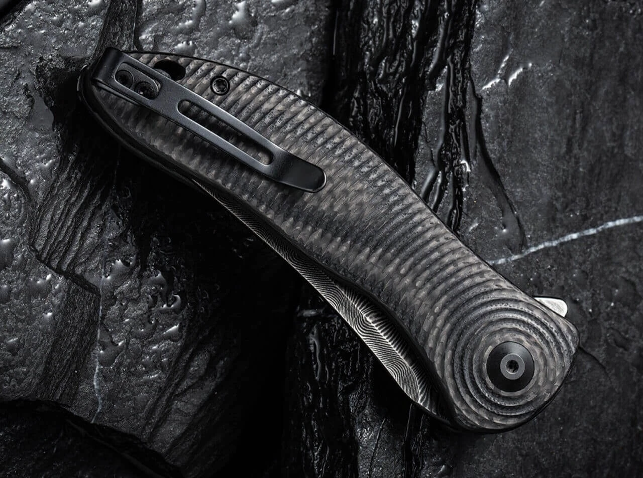 Synergy 3 Damascus G10 CF Black Trailing Point 4 Synergy 3 Damascus G10 CF Black Trailing Point – Bild 4