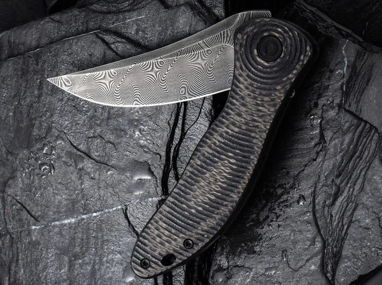 Synergy 3 Damascus G10 CF Black Trailing Point 5 Synergy 3 Damascus G10 CF Black Trailing Point – Bild 5