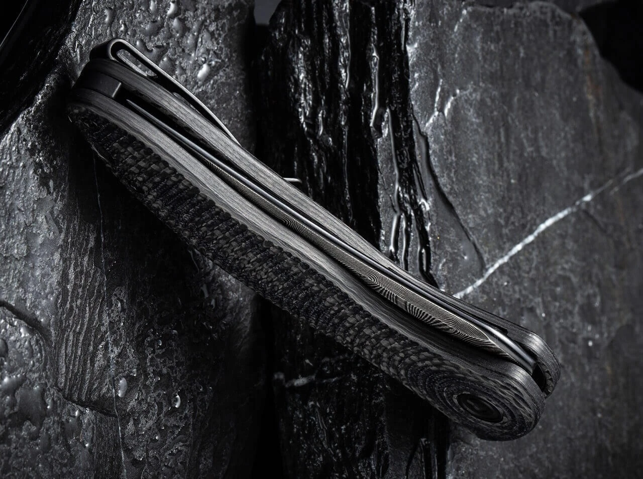 Synergy 3 Damascus G10 CF Black Trailing Point 6 Synergy 3 Damascus G10 CF Black Trailing Point – Bild 6