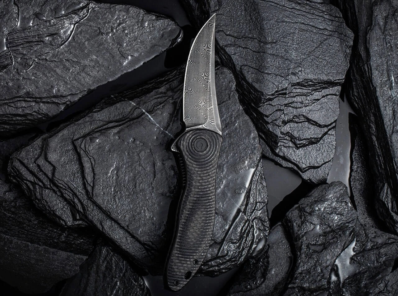 Synergy 3 Damascus G10 CF Black Trailing Point 8 Synergy 3 Damascus G10 CF Black Trailing Point – Bild 8