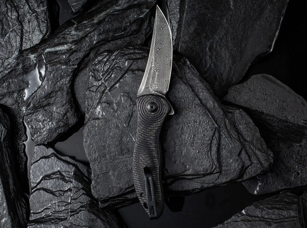 Synergy 3 Damascus G10 CF Black Trailing Point 9 Synergy 3 Damascus G10 CF Black Trailing Point – Bild 9