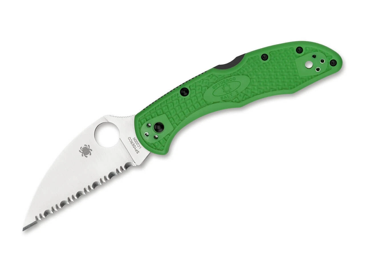 Spyderco Salt 2 Wharncliffe Serrated LC200N Green 1 Spyderco Salt 2 Wharncliffe Serrated LC200N Green
